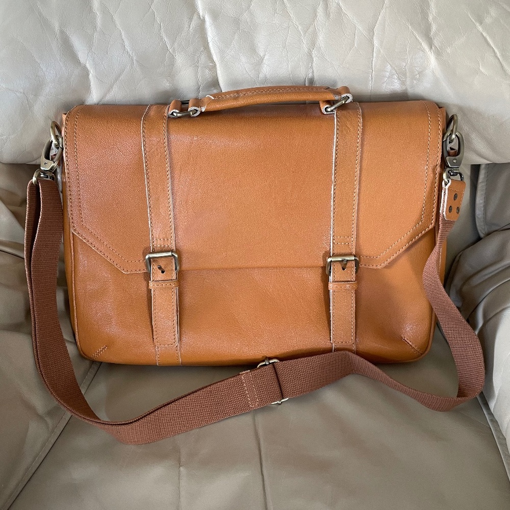 Hammacher Schlemmer Leather Laptop Shoulder bag.
